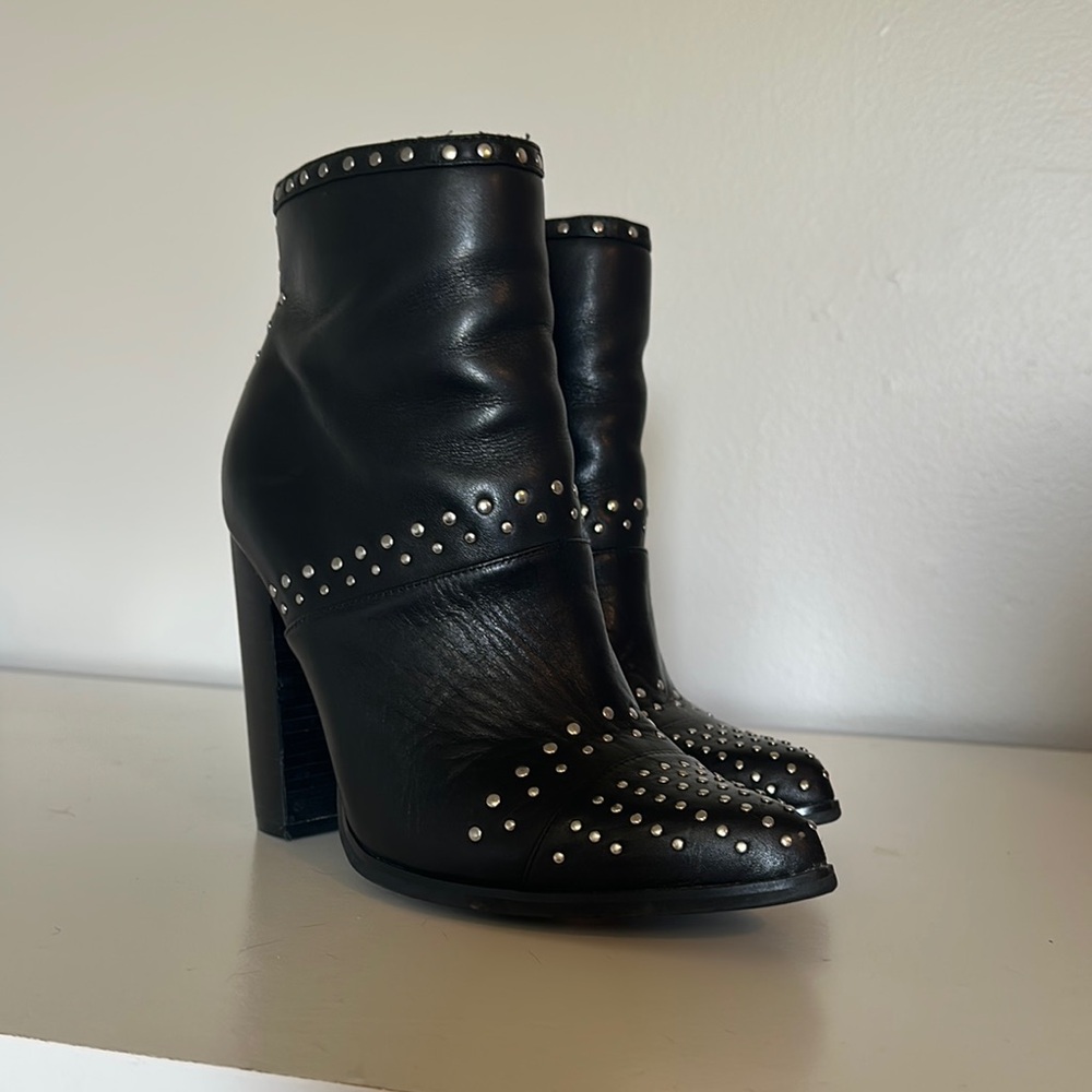 Steve Madden Black Heeled Boots with Studded Detail